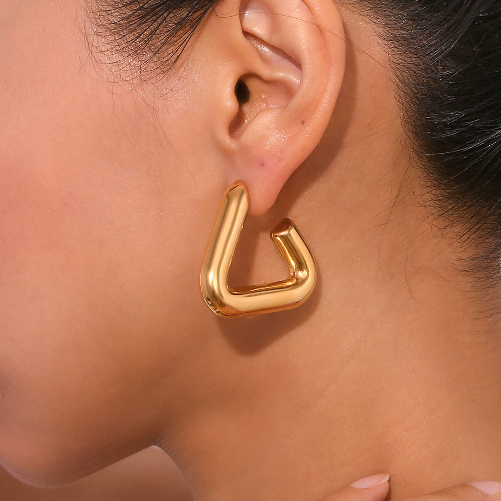 Wholesale Stainless Steel Plated 18K Gold Geometric Tripod Hollow Earrings